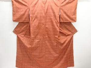 絣格子織り出し手織り紬着物